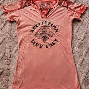Affliction Women's Coral Graphic Top
